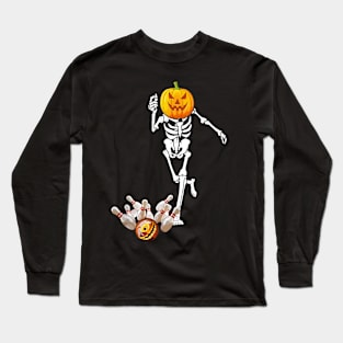 Bowling Skeleton Bone Halloween Costume Men Women Gifts Long Sleeve T-Shirt